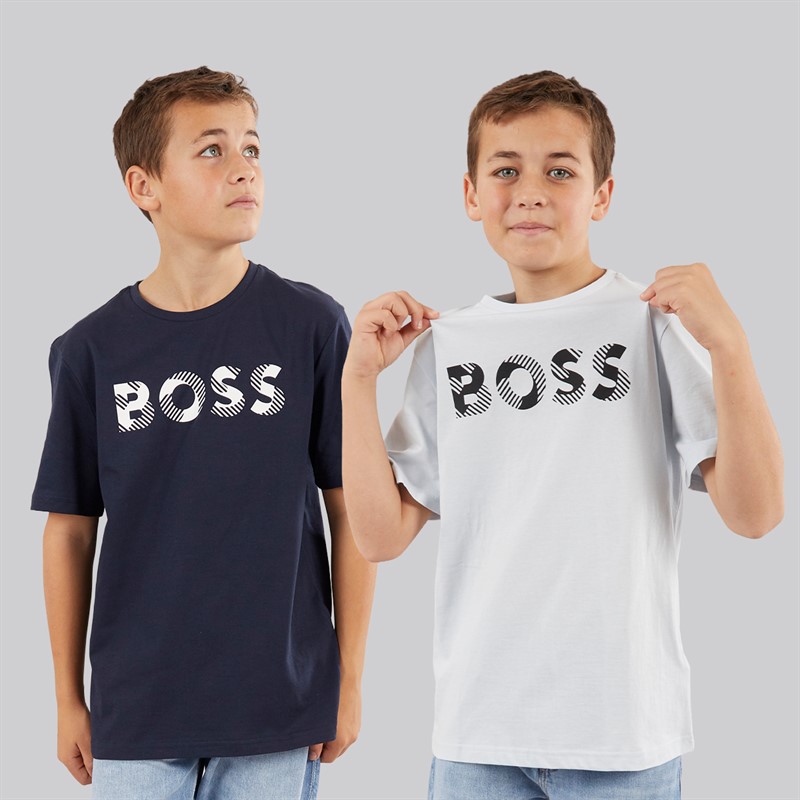 BOSS Jongens Set van 2 T-shirts Navy Pale Blue - Maat 6Y