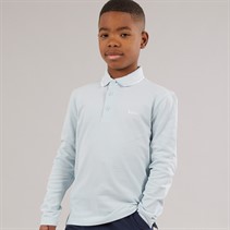 BOSS Jongens Lange Mouw Poloshirt Pale Blue