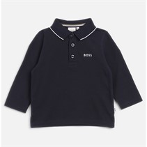 BOSS Boys Baby Long Sleeve Polo Shirt Navy