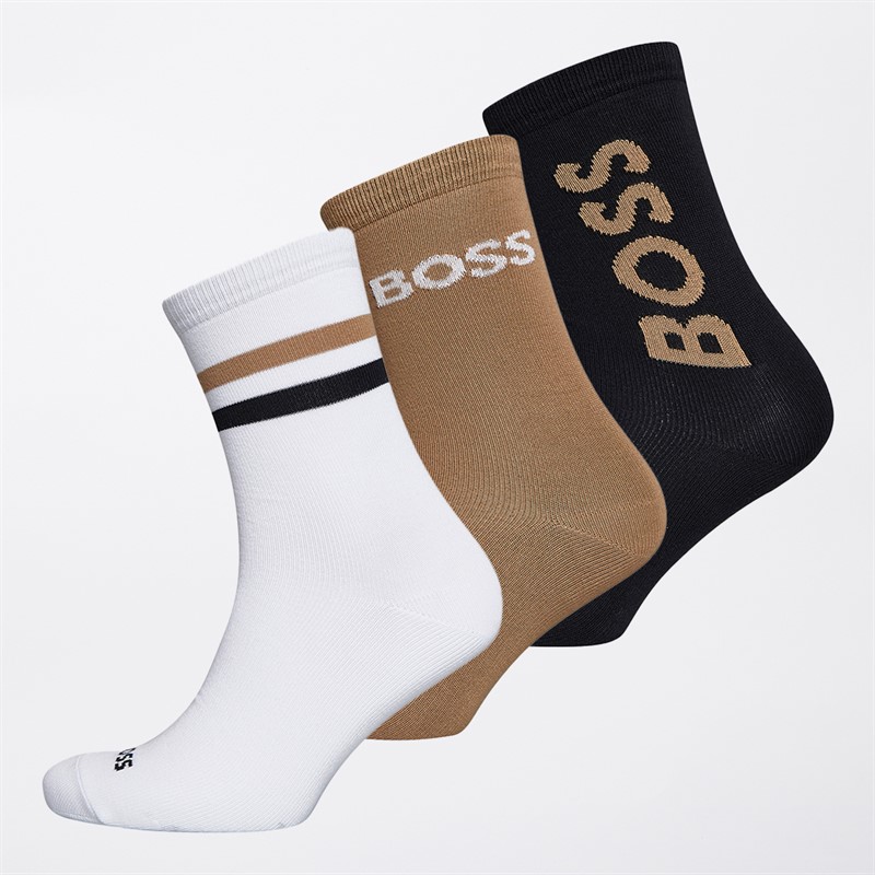 BOSS Boys Three Pack Socks Black - Size 35