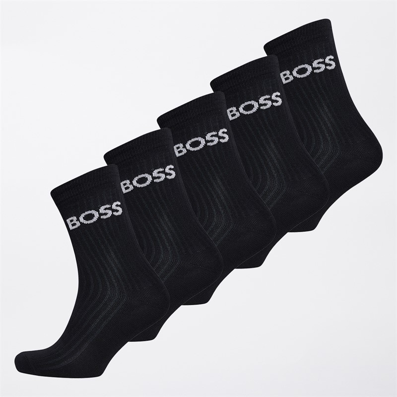 BOSS Boys Five Pack Socks Black - Size 35