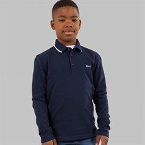 BOSS Jongens Lange Mouw Poloshirt Navy