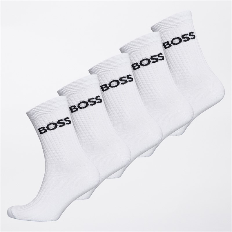 BOSS Boys Five Pack Socks White
