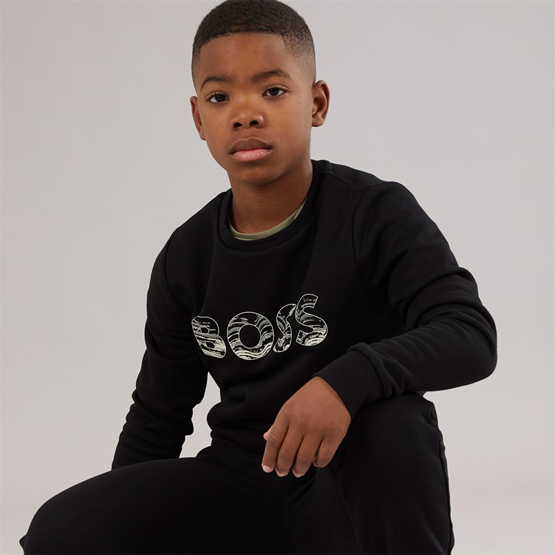 BOSS Boys Sweatshirt Black - Size 14Y