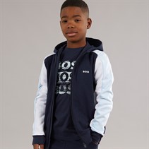BOSS Boys Zip Through Hoodie Navy
