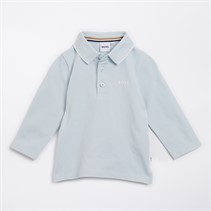 BOSS Boys Baby Long Sleeve Polo Shirt Pale Blue