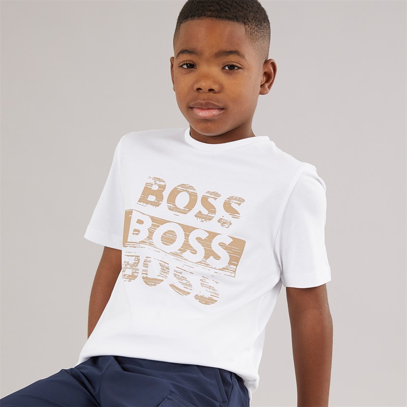 BOSS Boys Short Sleeve T-Shirt White - Size 14Y