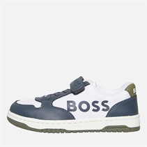 BOSS Infant Boys Single Strap Logo Court Trainers Dark Grey
