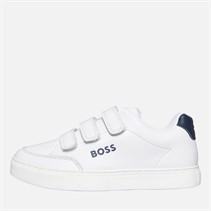 BOSS Boys Logo Three Strap Court Trainers White