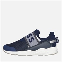 BOSS Junior Boys Logo Elastic Strap Trainers Navy