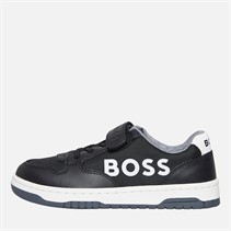 BOSS Boys Single Strap Logo Court Trainers Black