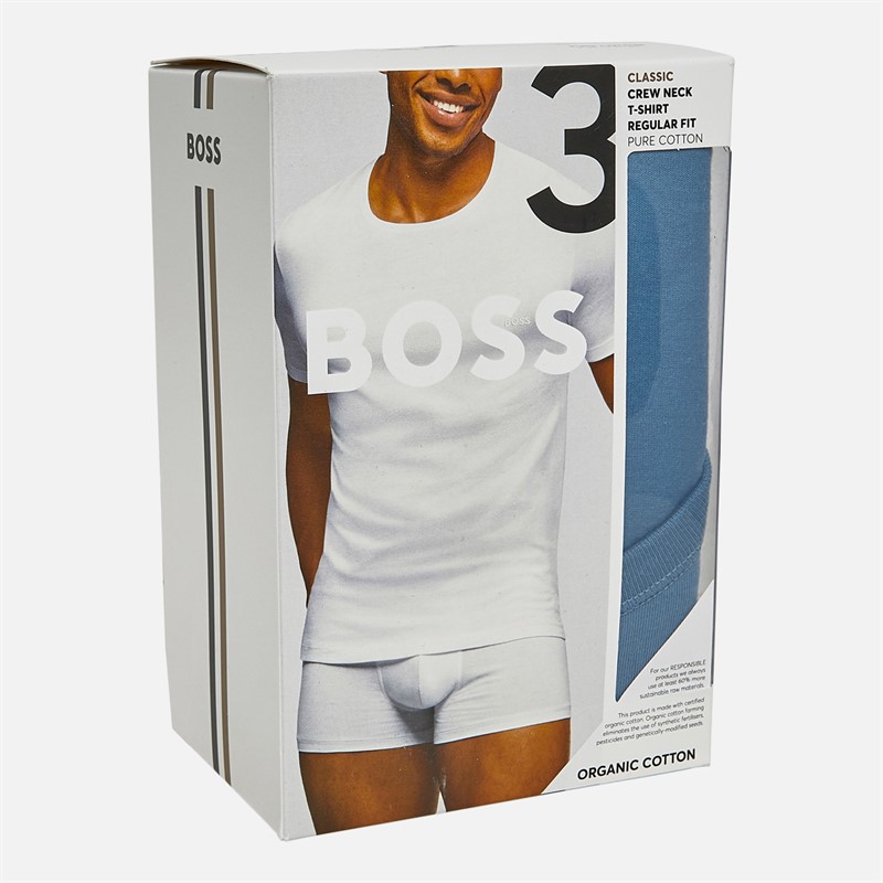 BOSS Mens Three Pack T-Shirts Navy/Blue/Light Blue