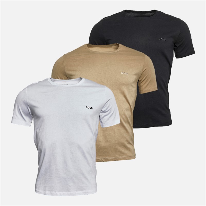 BOSS Mens Three Pack T-Shirts White/Black/Stone