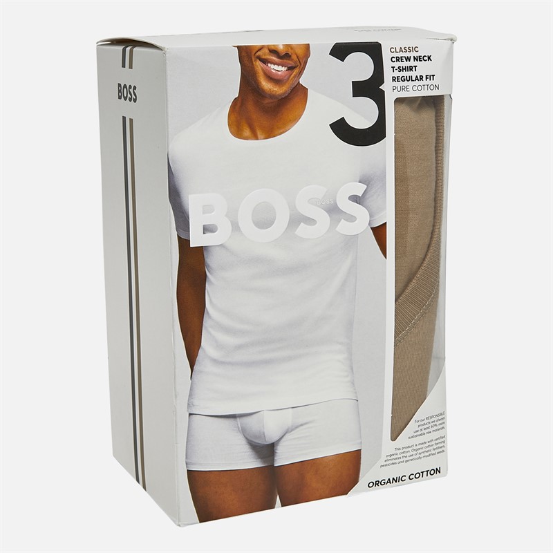 BOSS Mens Three Pack T-Shirts White/Black/Stone