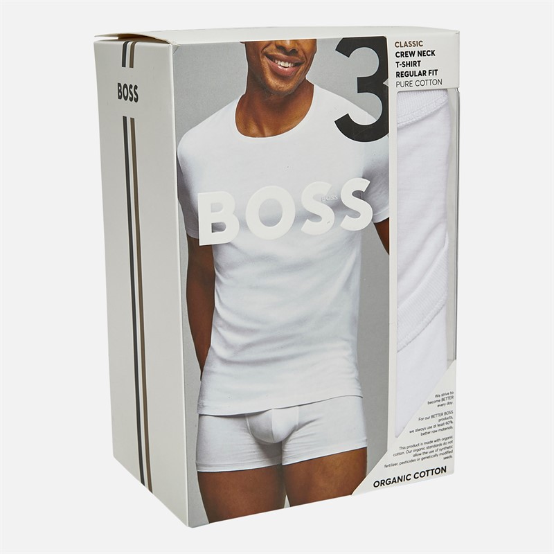 BOSS Mens Three Pack T-Shirts White/Grey/Khaki