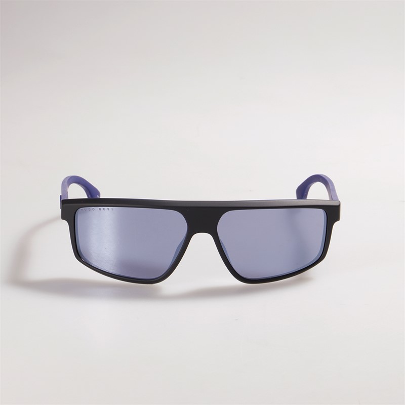 BOSS Heren Zonnebril Mat Zwart Blauw
