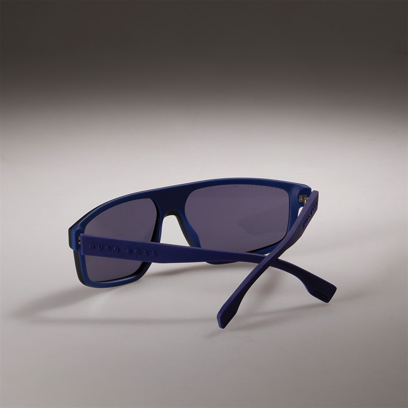 BOSS Heren Zonnebril Mat Zwart Blauw