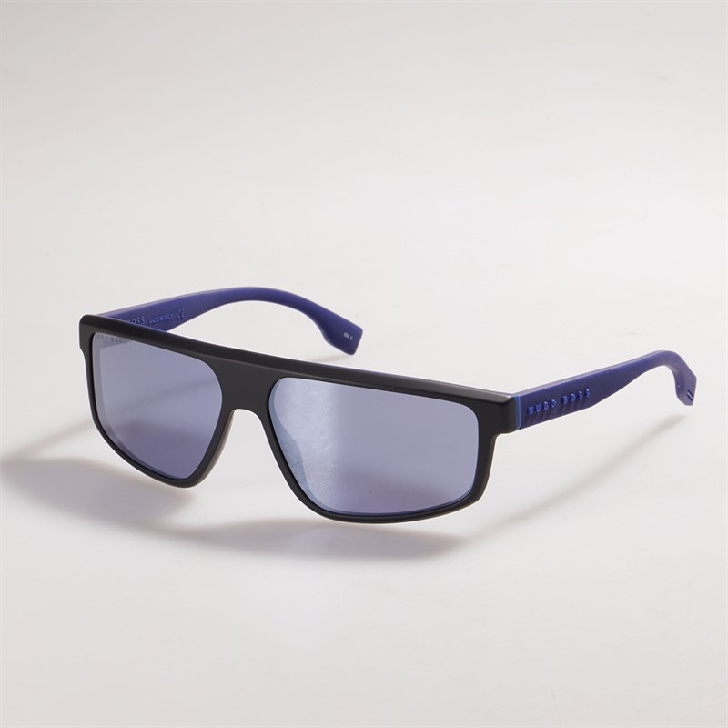 BOSS Heren Zonnebril Mat Zwart Blauw