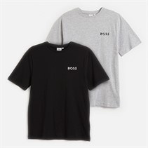 BOSS Boys Two Pack T-Shirts Black/Grey Marl