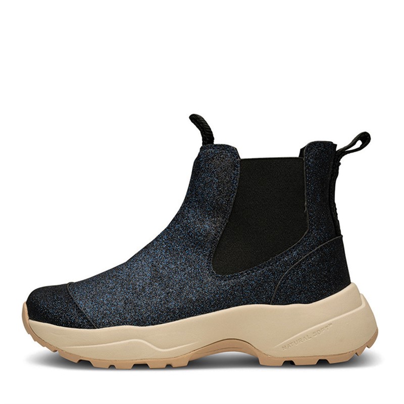 Woden Damen Silje Glitter Stiefeletten Blau