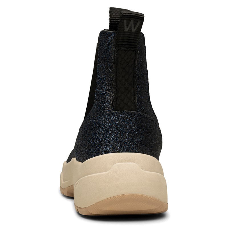 Woden Damen Silje Glitter Stiefeletten Blau