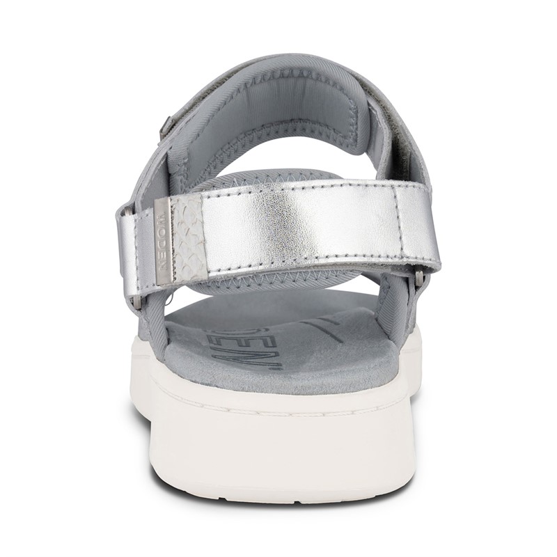 Woden Sandales métalliques Femme Ligne 039 Argent