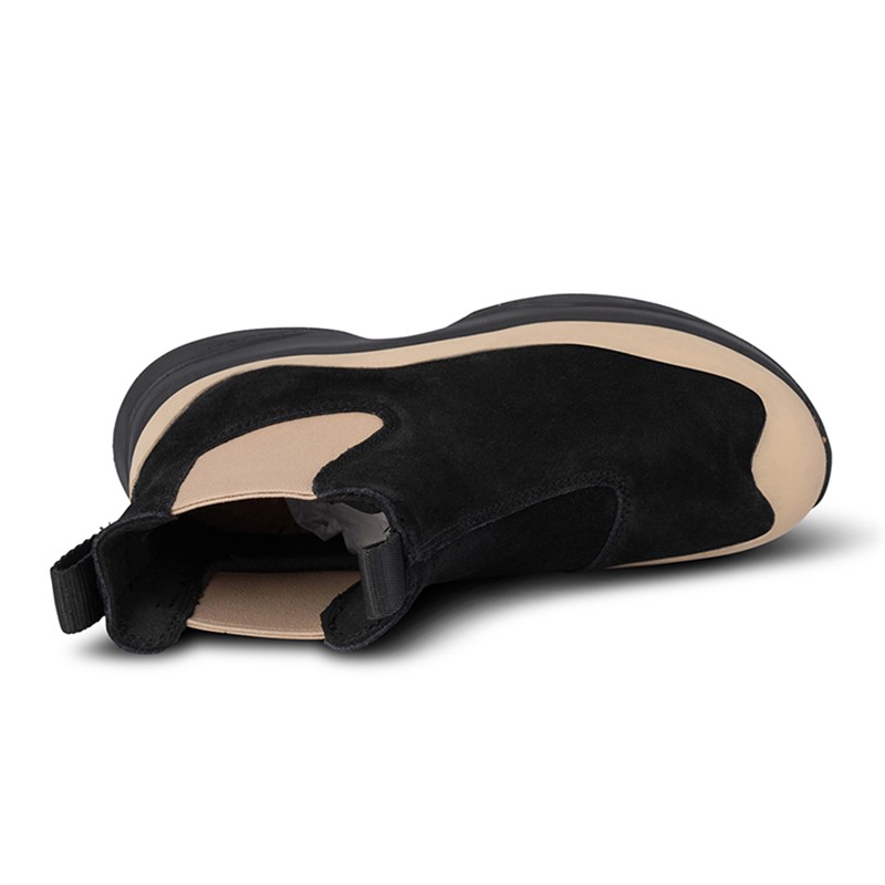 Woden Damen Solveig Wildleder wasserdichte Stiefel 864 Black/Coffee Cream