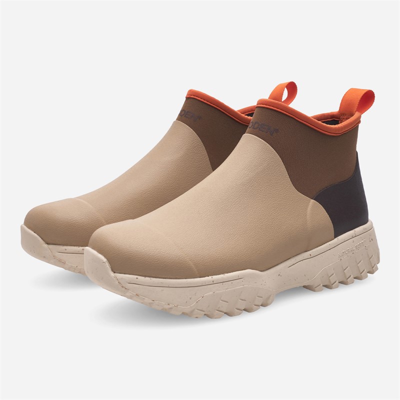 Woden Womens Irene Waterproof Rubber Boots 259 Coffee Cream Multi