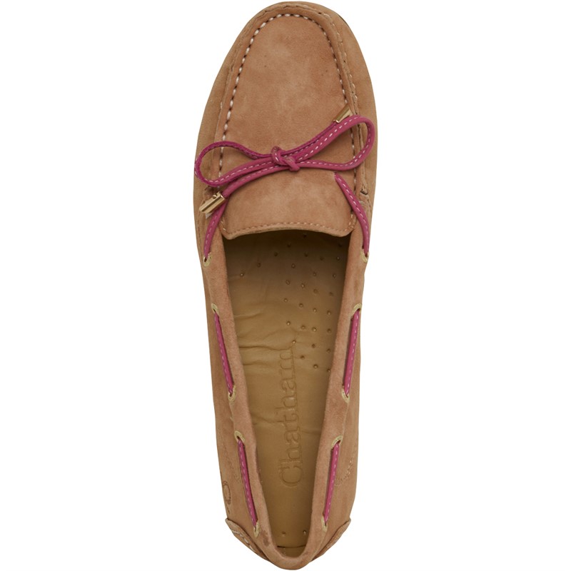 Chatham Marine Womens Paxos Driving Moccasins Tan Suede