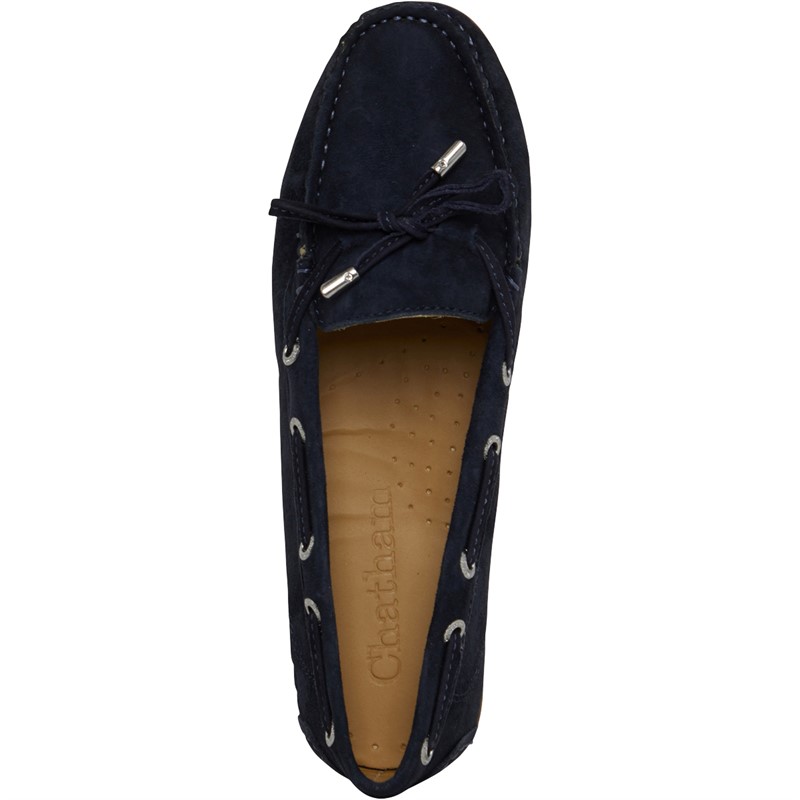 Chatham Marine Womens Paxos Driving Moccasins Navy Suede