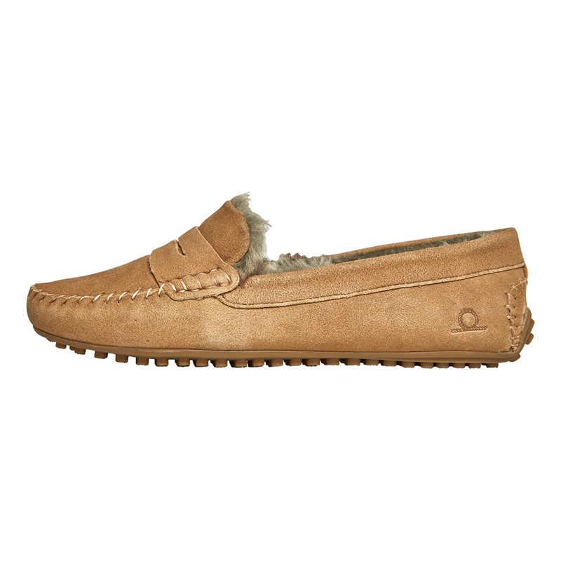 Chatham Marine Womens Dovedale Moccasin Slippers Tan