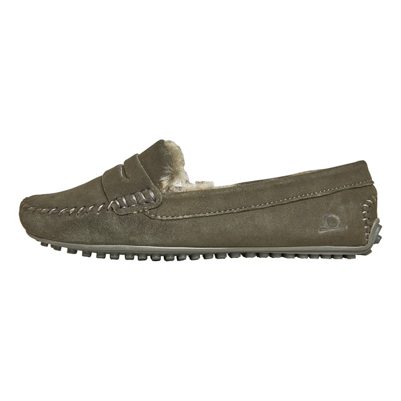 Chatham Marine Womens Dovedale Moccasin Slippers Light Grey