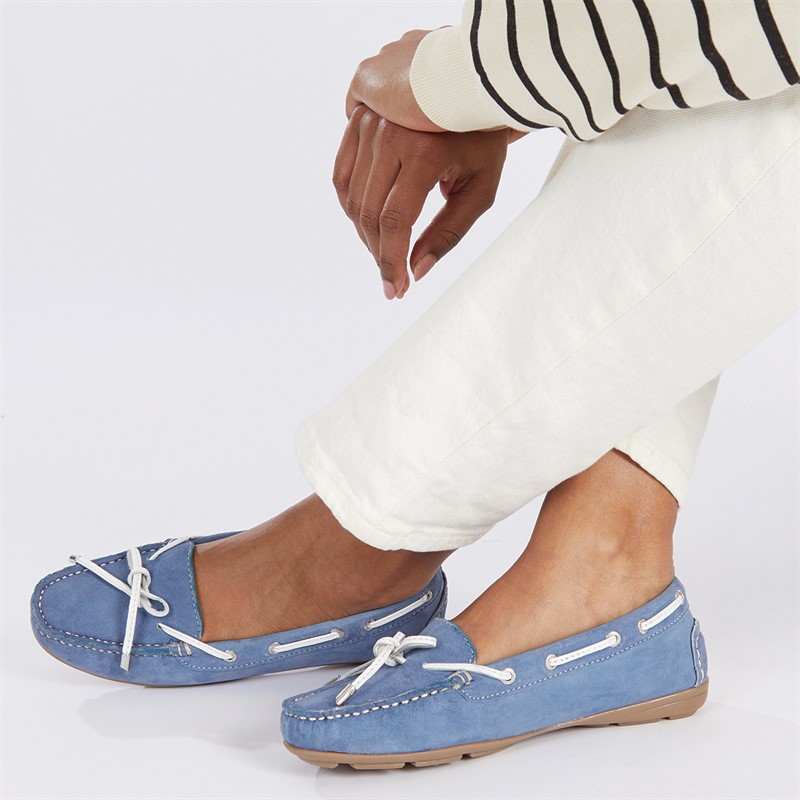 Chatham Marine Womens Paxos Driving Moccasins Sky Blue - Size 4