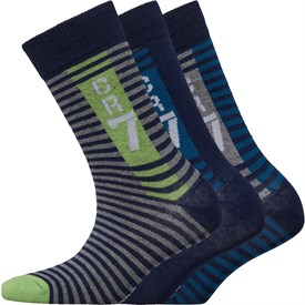 Cr7 Jongens Striped Drei Pack Sokken Marineblauw cr7 kopen in de aanbieding