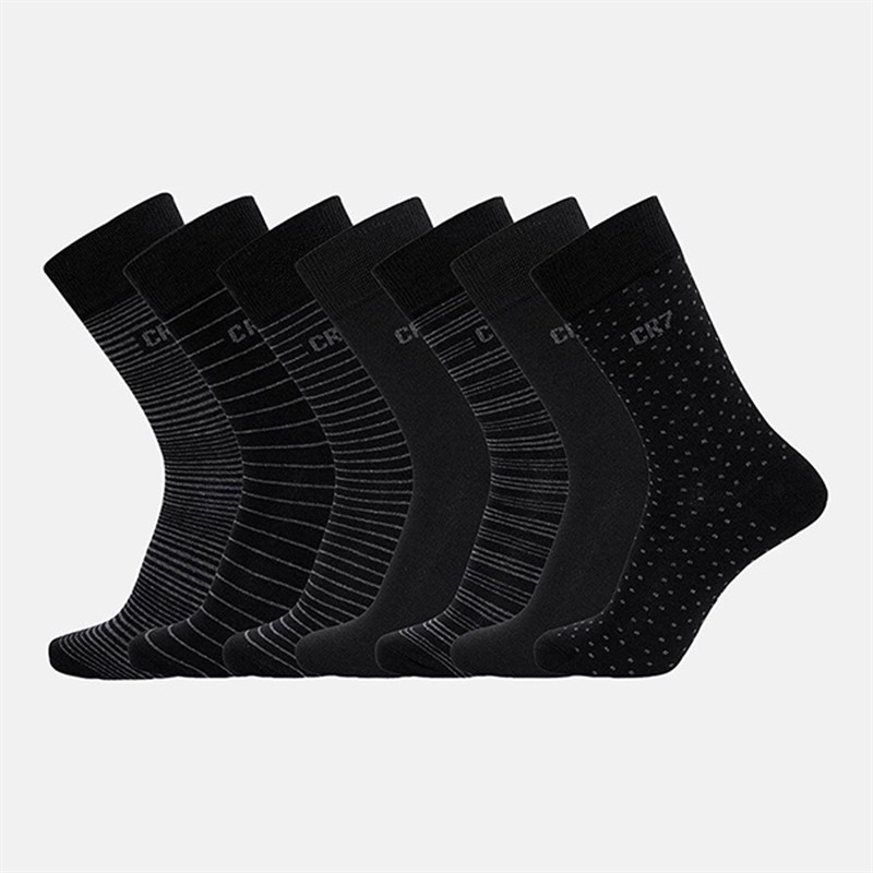 CR7 Herren Siebener Packung Socken Schwarz