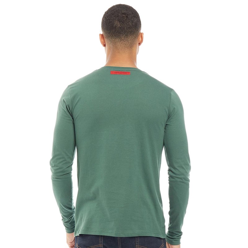 Buy HARPER LEYLAND Mens Henley Long Sleeve Top Forest Green