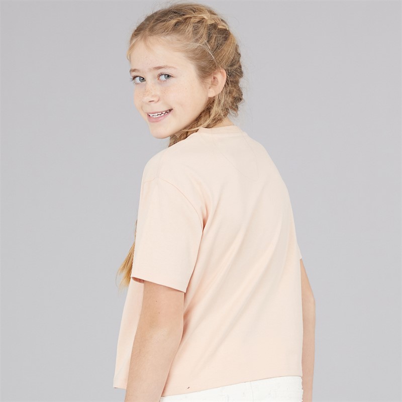 Guess Girls Cotton Jersey Cropped T-Shirt Blissful Pink