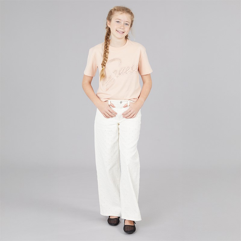 Guess Girls Cotton Jersey Cropped T-Shirt Blissful Pink