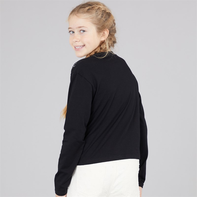 Guess Girls Stretch Jersey Long Sleeve T-Shirt Jet Black A996