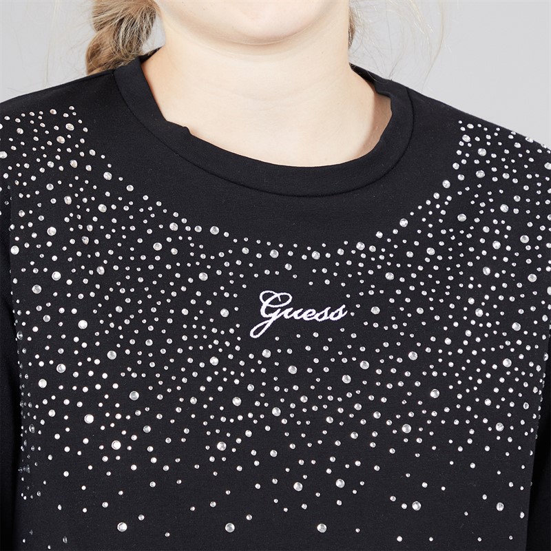 Guess Girls Stretch Jersey Long Sleeve T-Shirt Jet Black A996