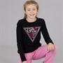 Guess Girls Stretch Jersey Long Sleeve T-Shirt Jet Black A996