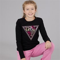 Guess Girls Stretch Jersey Long Sleeve T-Shirt Jet Black A996