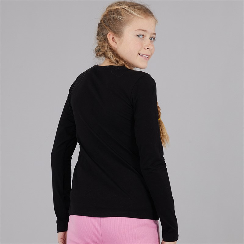 Guess Girls Stretch Jersey Long Sleeve T-Shirt Jet Black A996