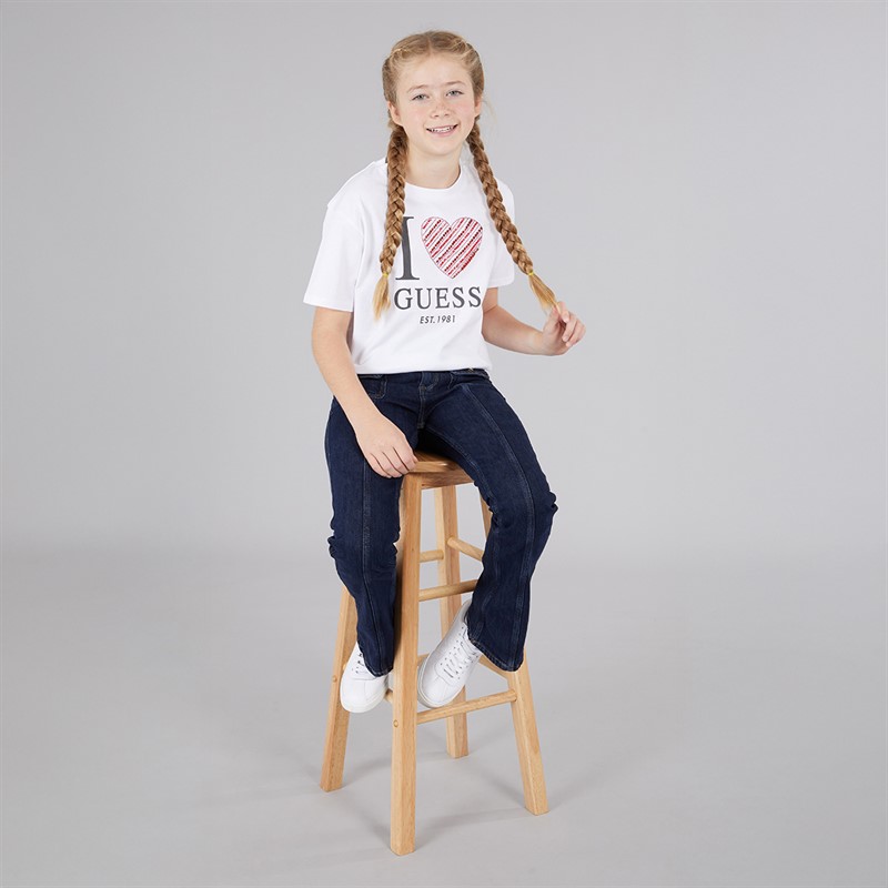 Guess Girls Stream Jersey T-Shirt Pure White