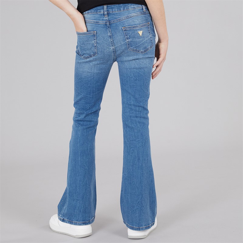 Guess Girls Flare Denim Jeans New Girly Pearls Was