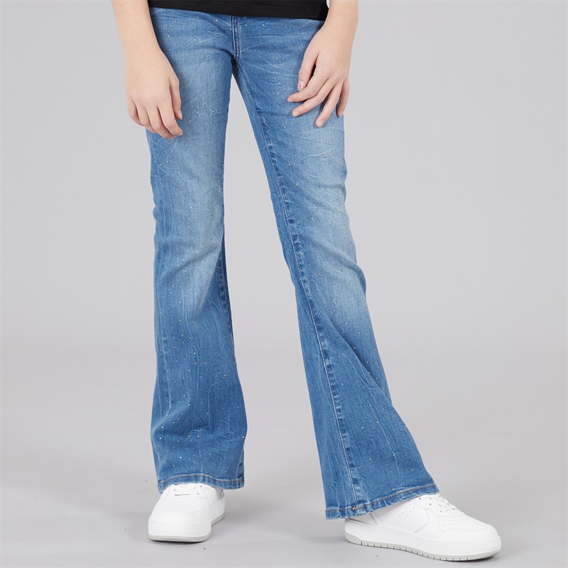 Guess Girls Flare Denim Jeans New Girly Pearls Was