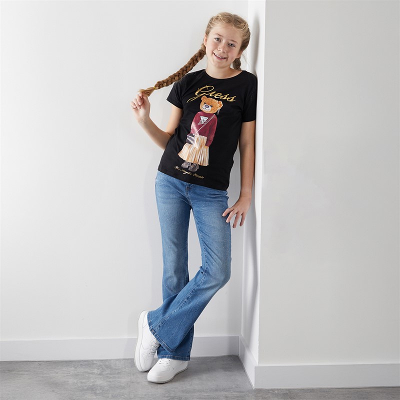 Guess Girls Flare Denim Jeans New Girly Pearls Was