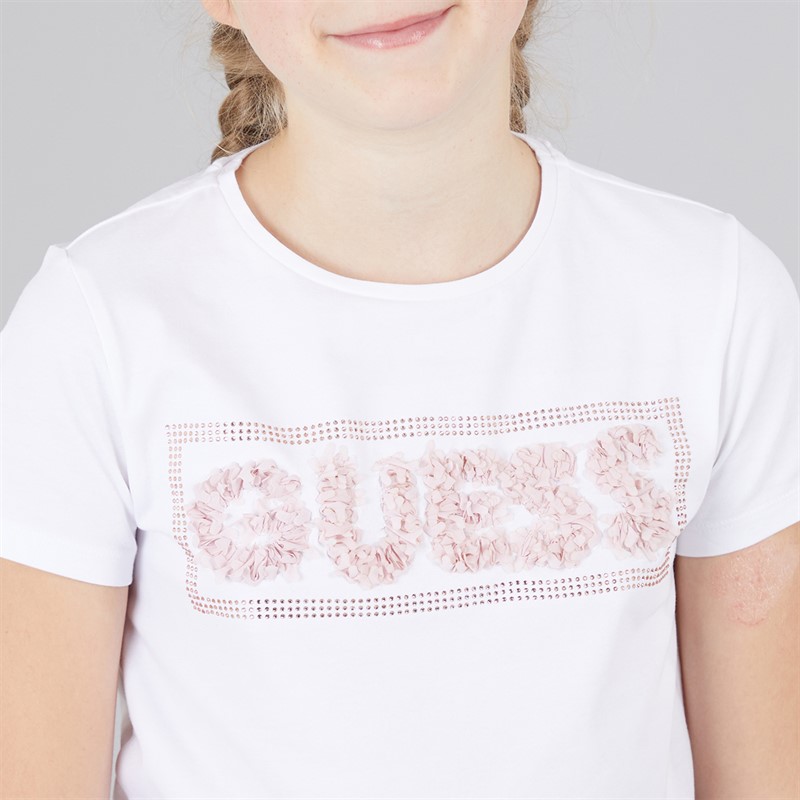 Guess Girls Stretch Jersey T-Shirt Pure White