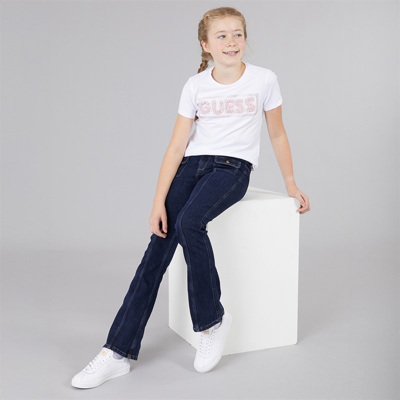 Guess Girls Stretch Jersey T-Shirt Pure White