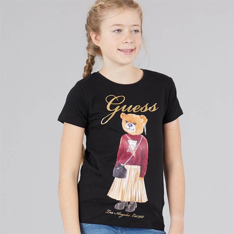 Guess Girls Stretch Jersey T-Shirt Jet Black A996